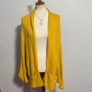 DAVI & DANI Mustard Yellow Open-Front Cardigan